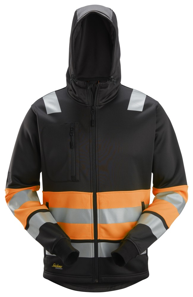 High-Vis, Kapuzenjacke mit durchgehendem Reißverschluss, Warnschutzklasse 1