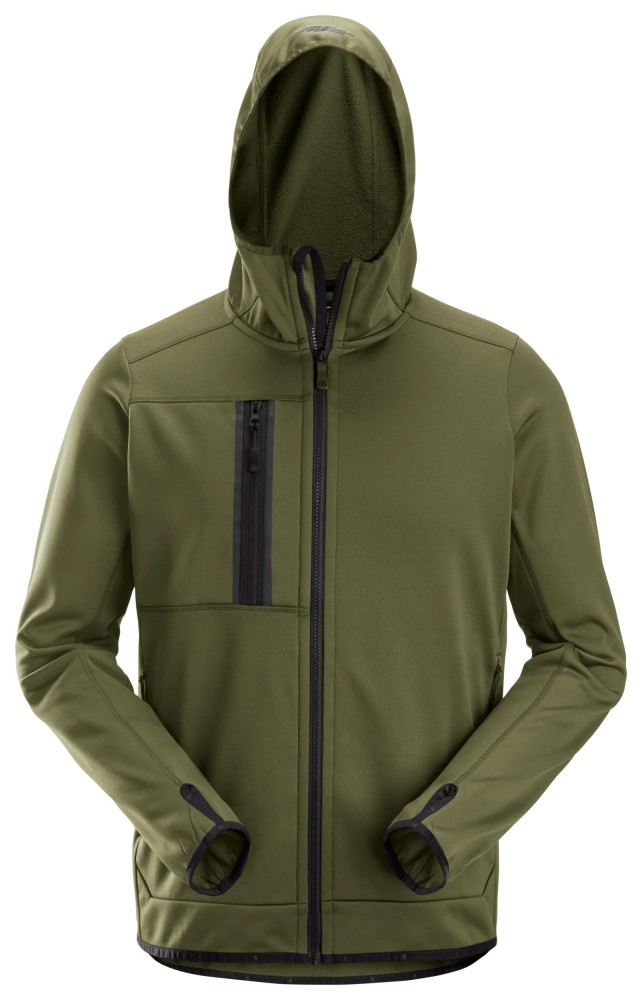AllroundWork, Fleece-Kapuzenjacke mit durchgehendem Reißverschluss