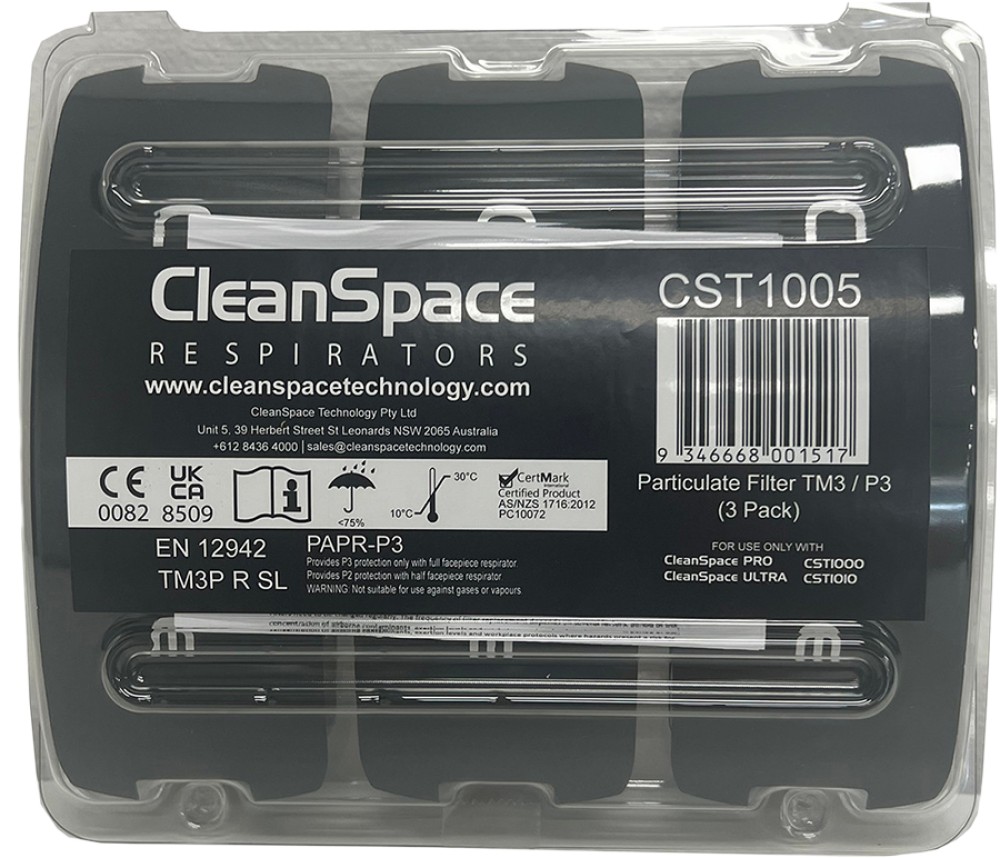 CLEANSPACE PRO TM3 P3 HEPA Partikelfilter, 3er-Pack, Schutz gegen Staub, Rauch