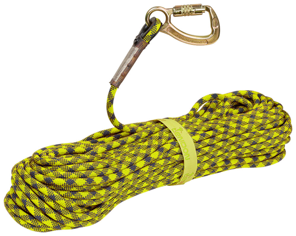 Dynamisches LANEX Kletterseil 11 mm Gelb 60 m mit Karabiner