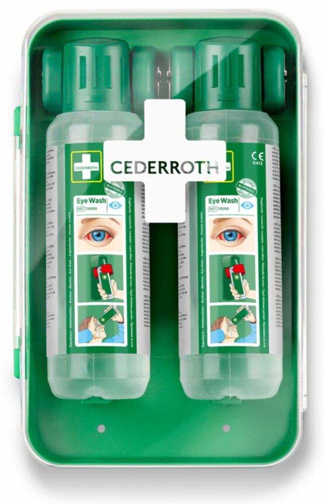 CEDERROTH Augenspuelstation mit 2 x 0,5 l Einwegflaschen