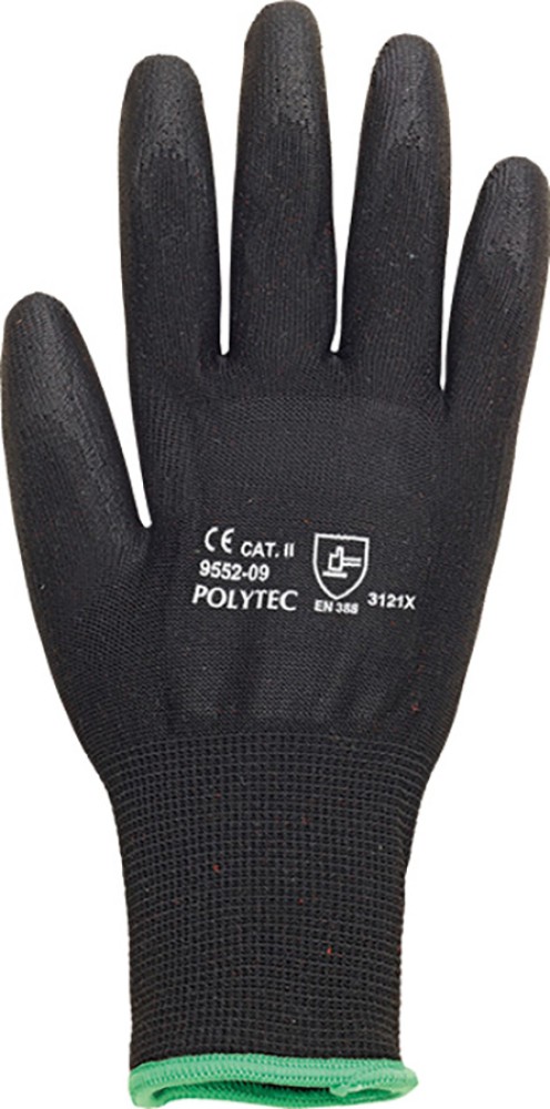Leichte schwarze Nylonhandschuhe mit PU-Beschichtung, elastisch