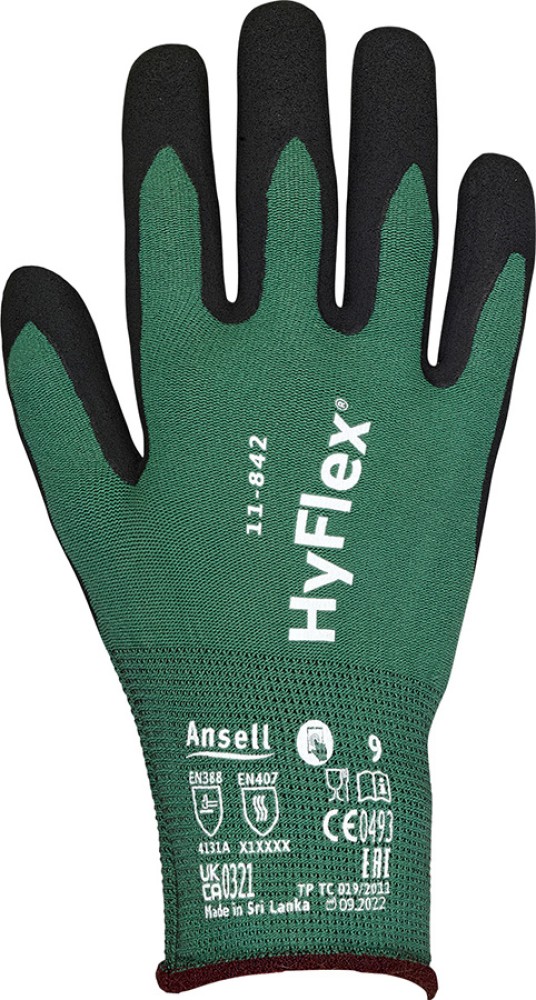 ANSELL HYFLEX Schutzhandschuhe grün, hitzebeständig, touchscreenfähig