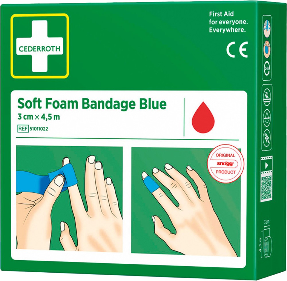 CEDERROTH Soft Foam Verband blau 3x4,5 cm, 1 Stuck
