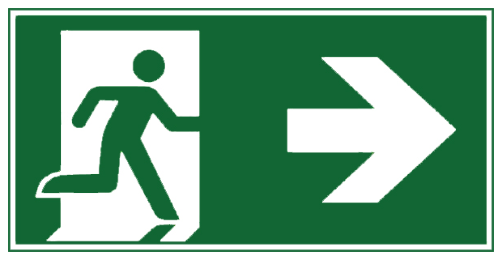 Nachleuchtendes Rettungsweg-Schild rechts 200x400 mm