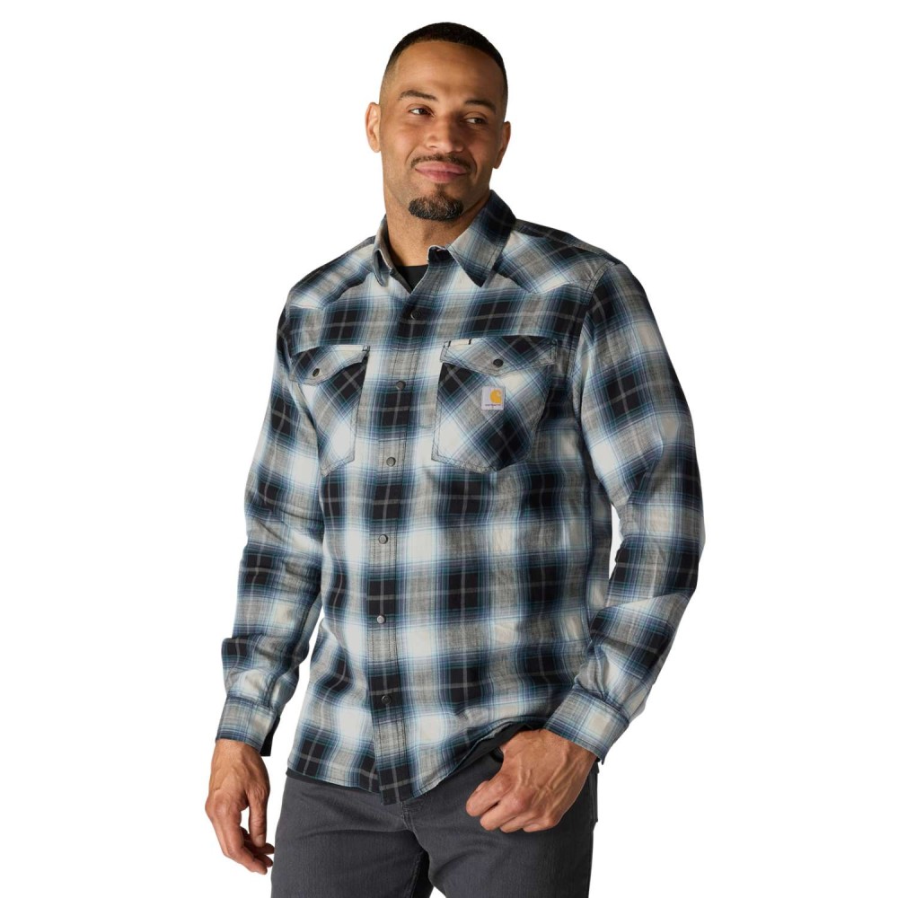 Montana Rugged Flex™ Relaxed Fit Lightweight Long-Sleeve Snap-Front Plaid Shirt