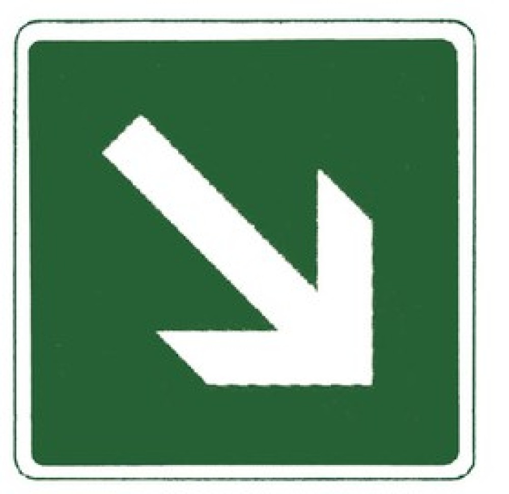 Nachleuchtendes Rettungsschild mit Richtungspfeil 150x150 mm