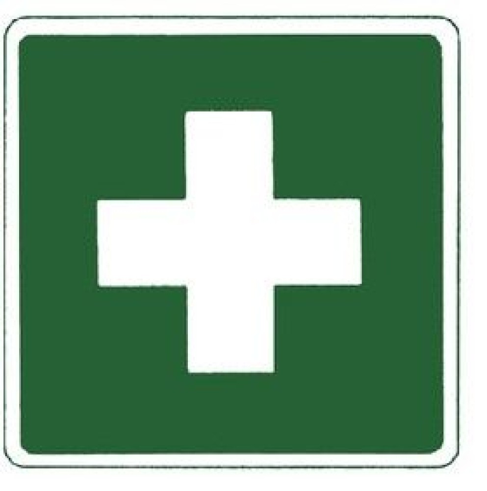 Nachleuchtendes Erste Hilfe Schild Aluminium 150x150 mm geprägt