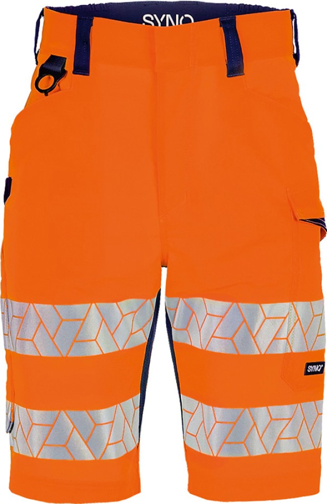 SYNQ Warnschutz-Shorts Stretch Cordura, leuchtorange/marineblau