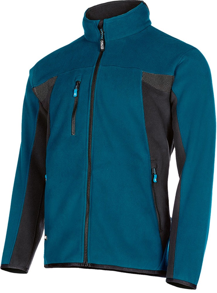 SYNQ Outkick Fleecejacke petrolblau, recyceltes Polyester, reflektierend
