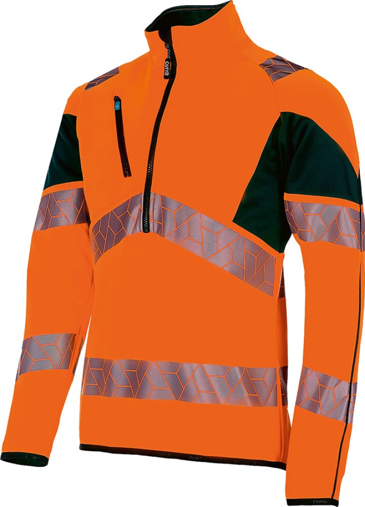 Warnschutz-Sweatshirt SYNQ WELLIT, recyceltes Polyester, Reflexstreifen, Reissverschluss