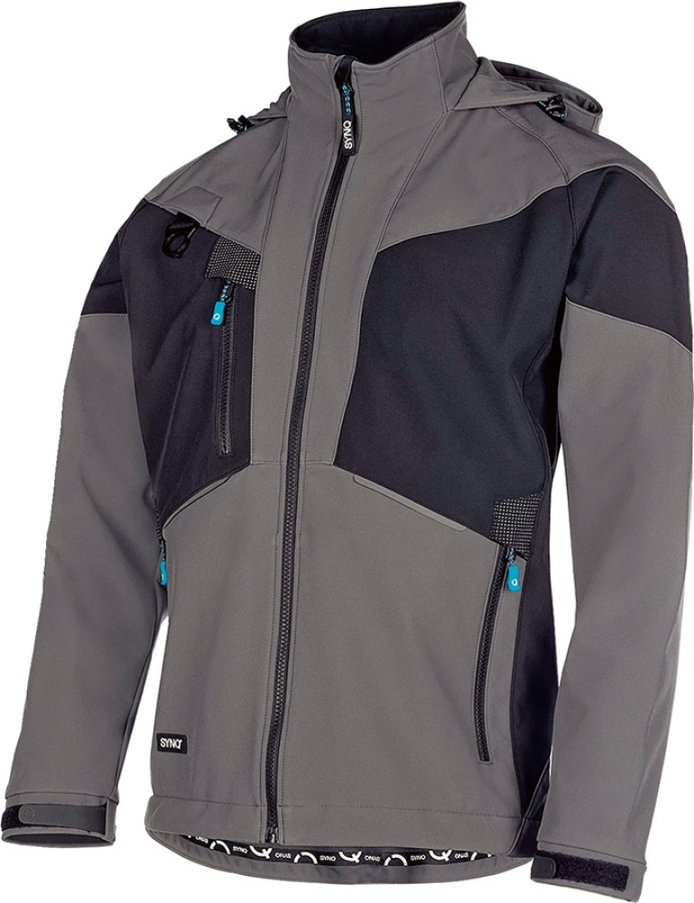 SYNQ Stunter Softshelljacke aus recyceltem Material, anthrazit/schwarz