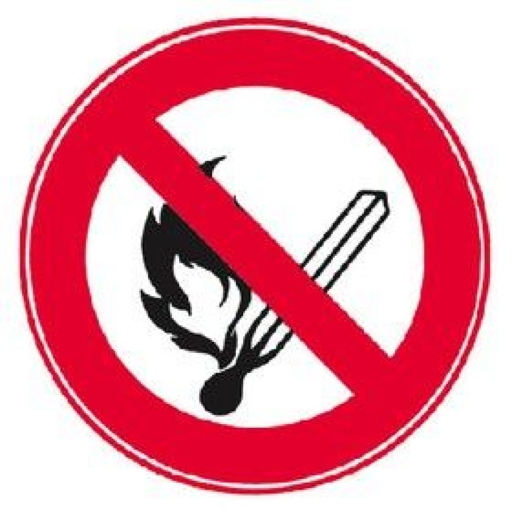Verbotsschild 300 mm aus Kunststoff – Offenes Feuer verboten