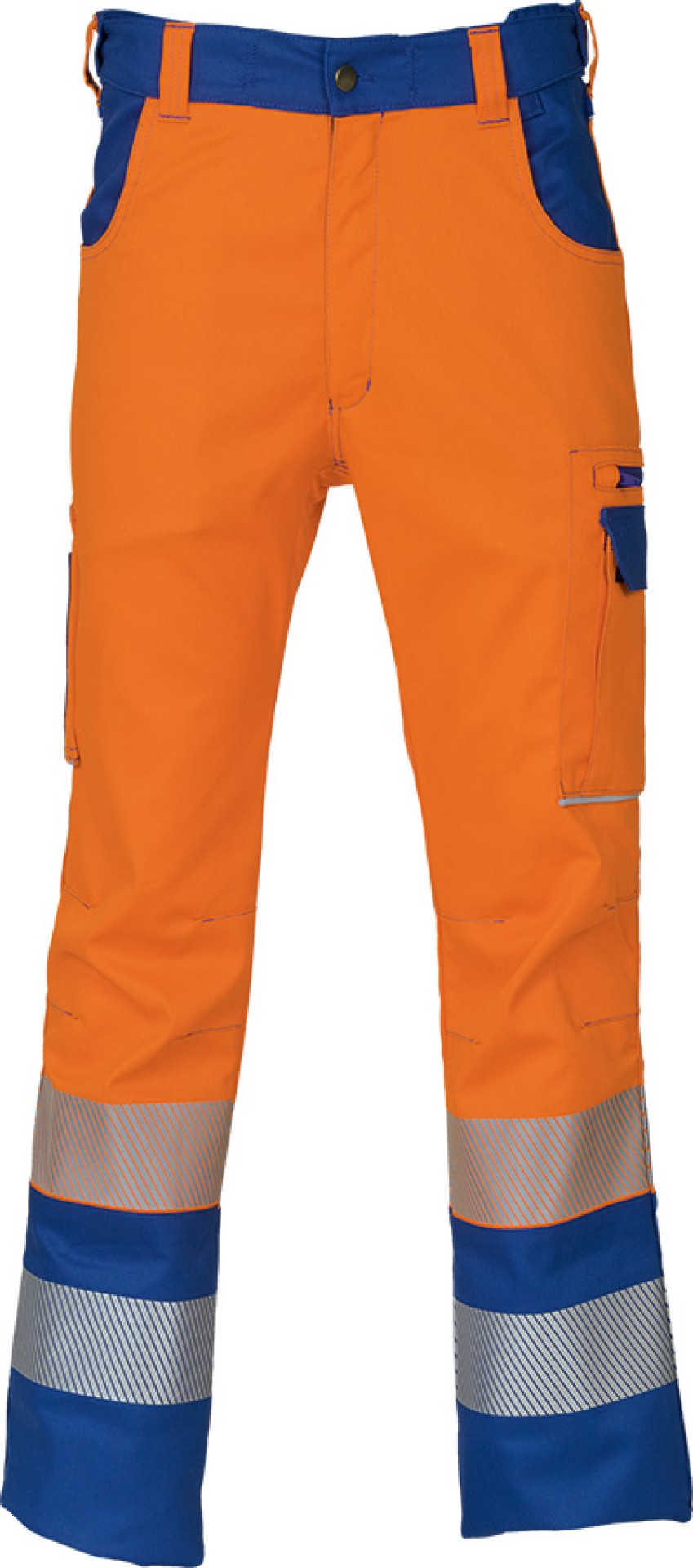 Warnschutz-Bundhose EXTENSO leuchtorange/blau mit Reflexstreifen und Stretchbund