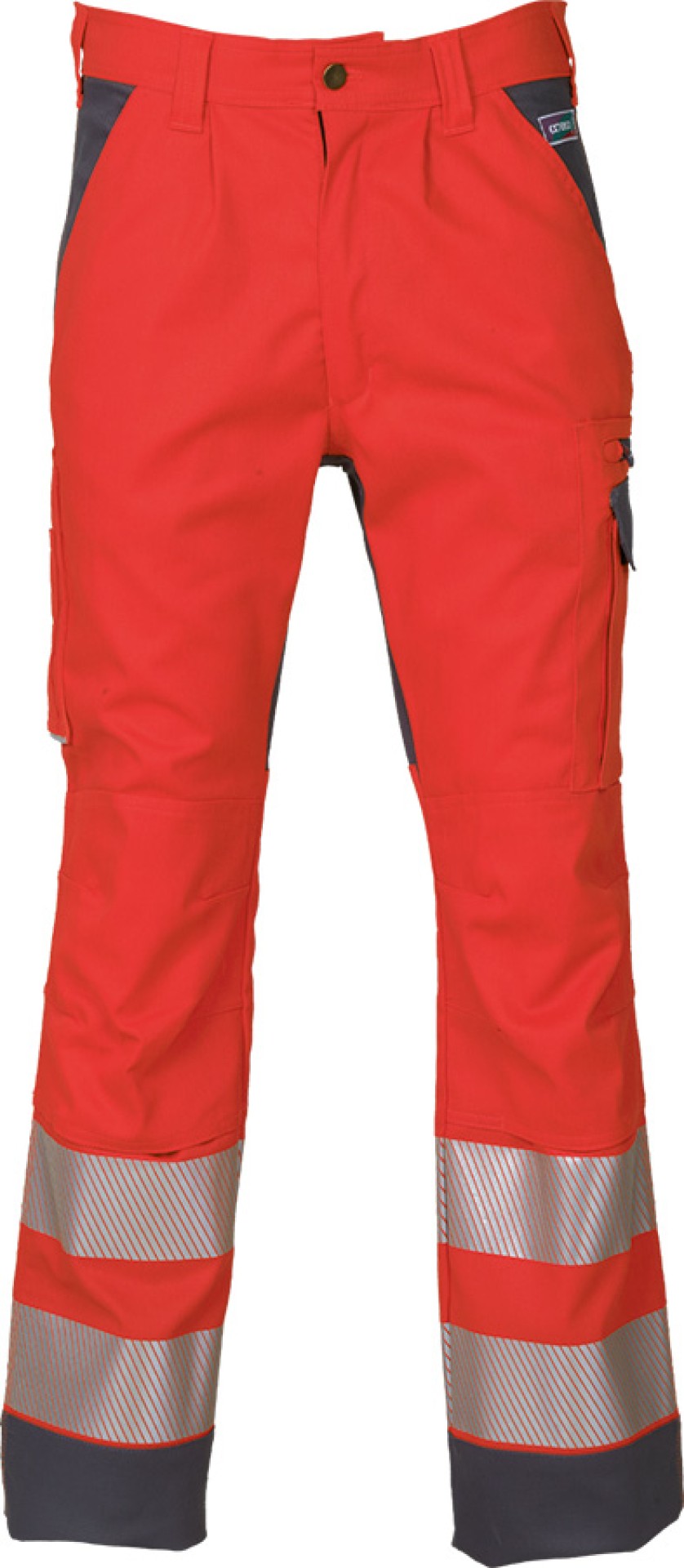 Warnschutz-Bundhose EXTENSO leuchtrot/grau mit Reflexstreifen