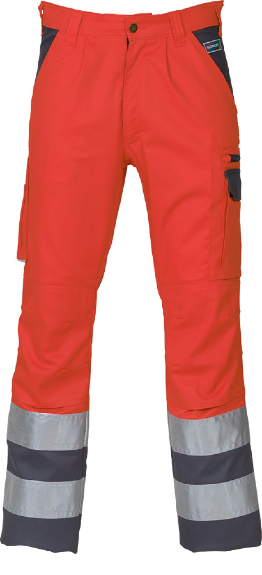 Warnschutz-Bundhose SICURELAST leuchtrot/grau mit Reflexstreifen
