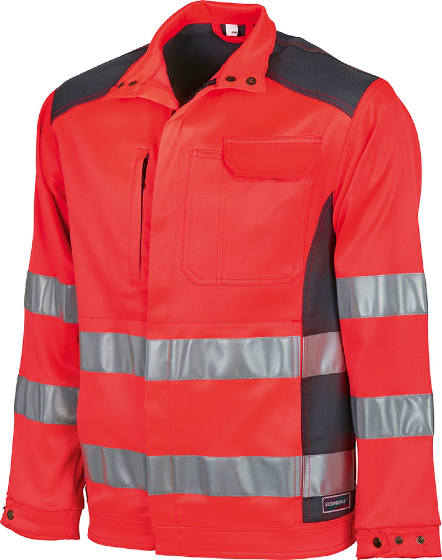 Warnschutz-Bundjacke SICURELAST leuchtrot-grau mit Reflexstreifen