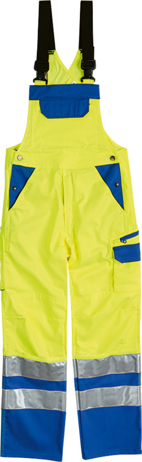 Warnschutz Latzhose SICURELAST leuchtgelb blau mit Reflexstreifen