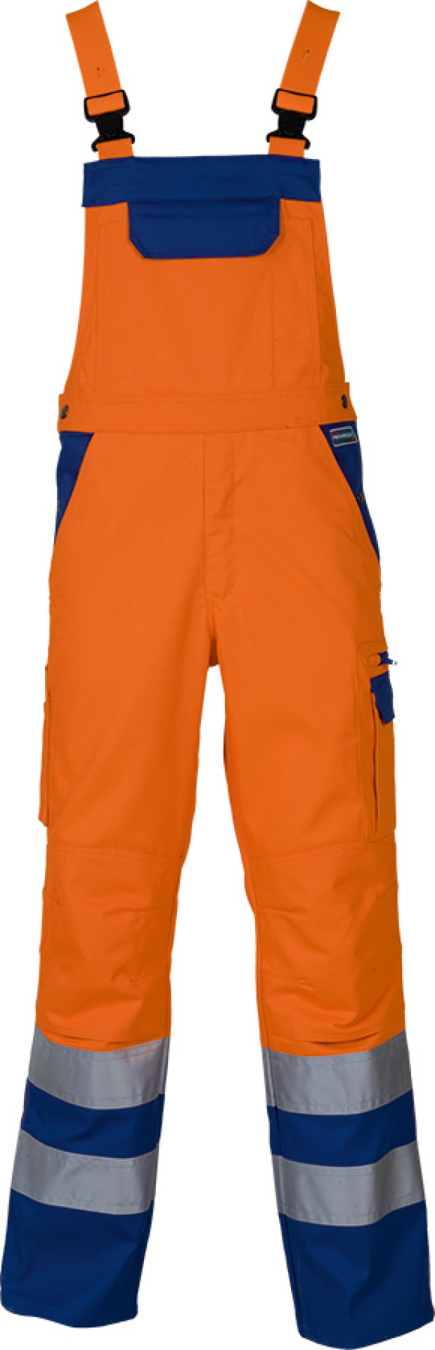 Warnschutz-Latzhose Progresso Fluoline 300, Orange/Blau, Reflexstreifen