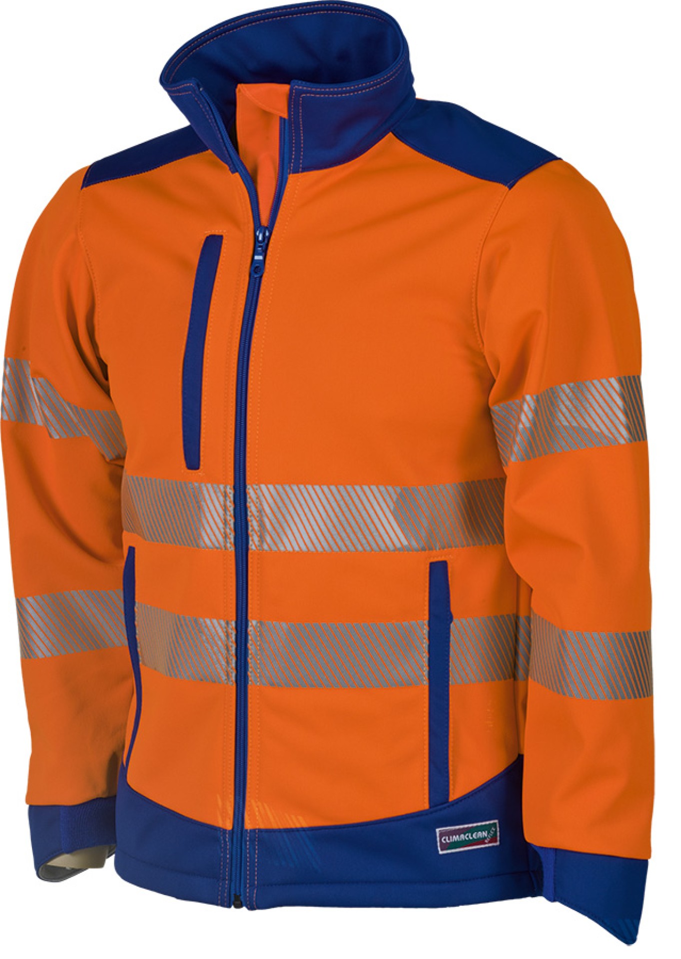 Allwetter-Warnschutzjacke CLIMACLEAN mit Reflexstreifen, leuchtorange/blau