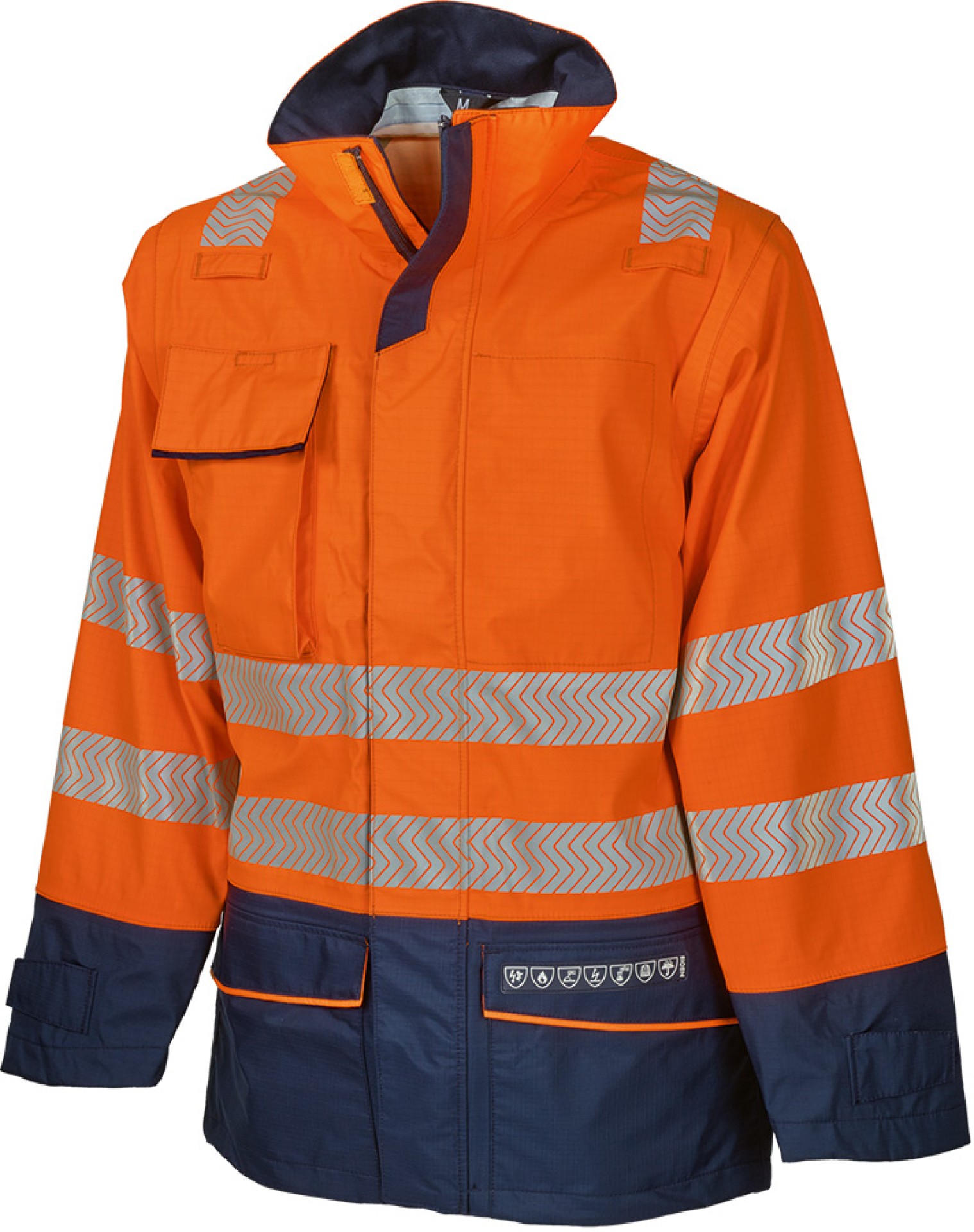 SIOEN Warnschutz-Regenjacke mit Störlichtbogenschutz, leuchtorange/dunkelblau