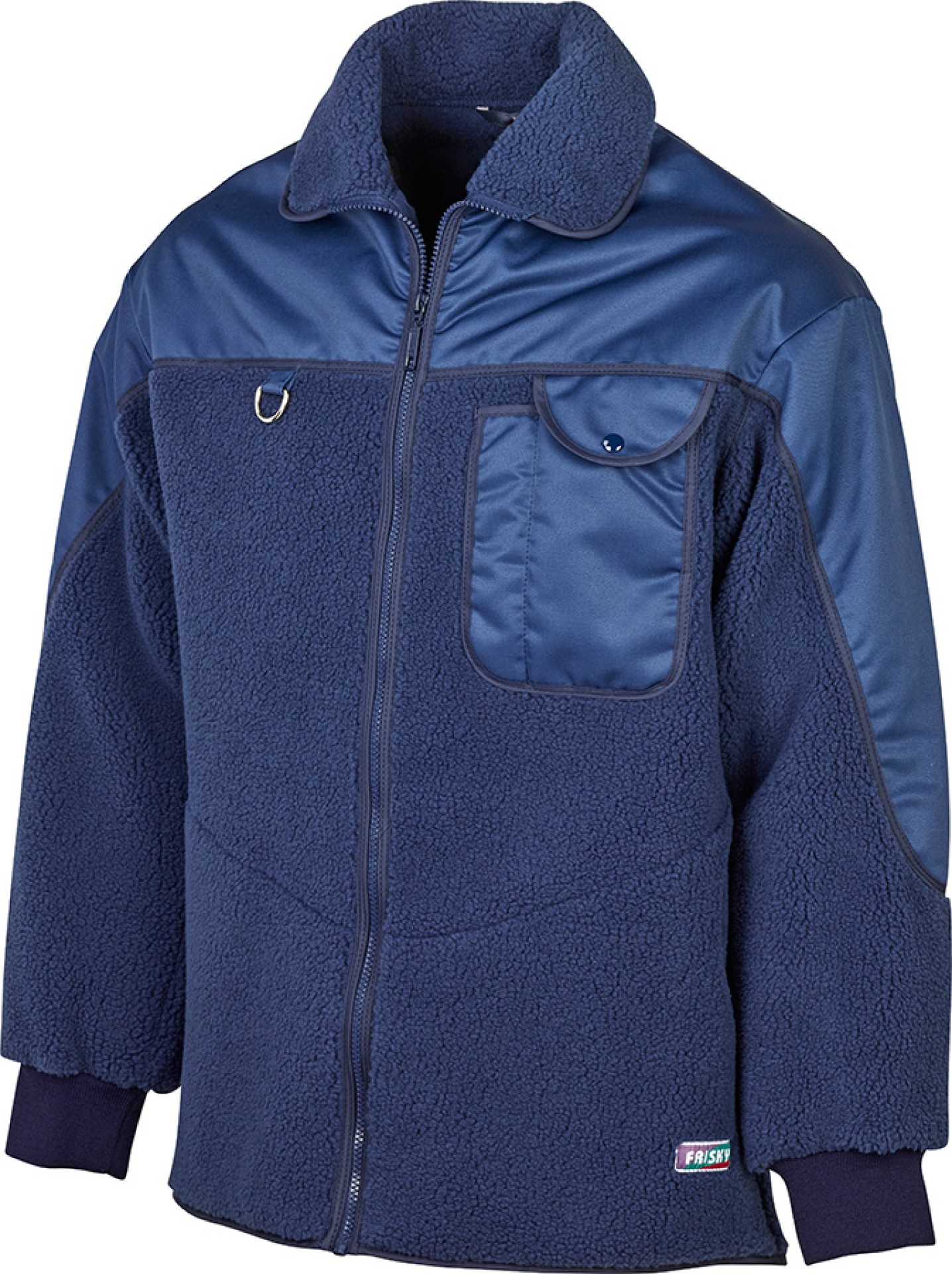 Dunkelblaue Arbeitsjacke FRISKY aus Faserpelzgewirk mit Taschen