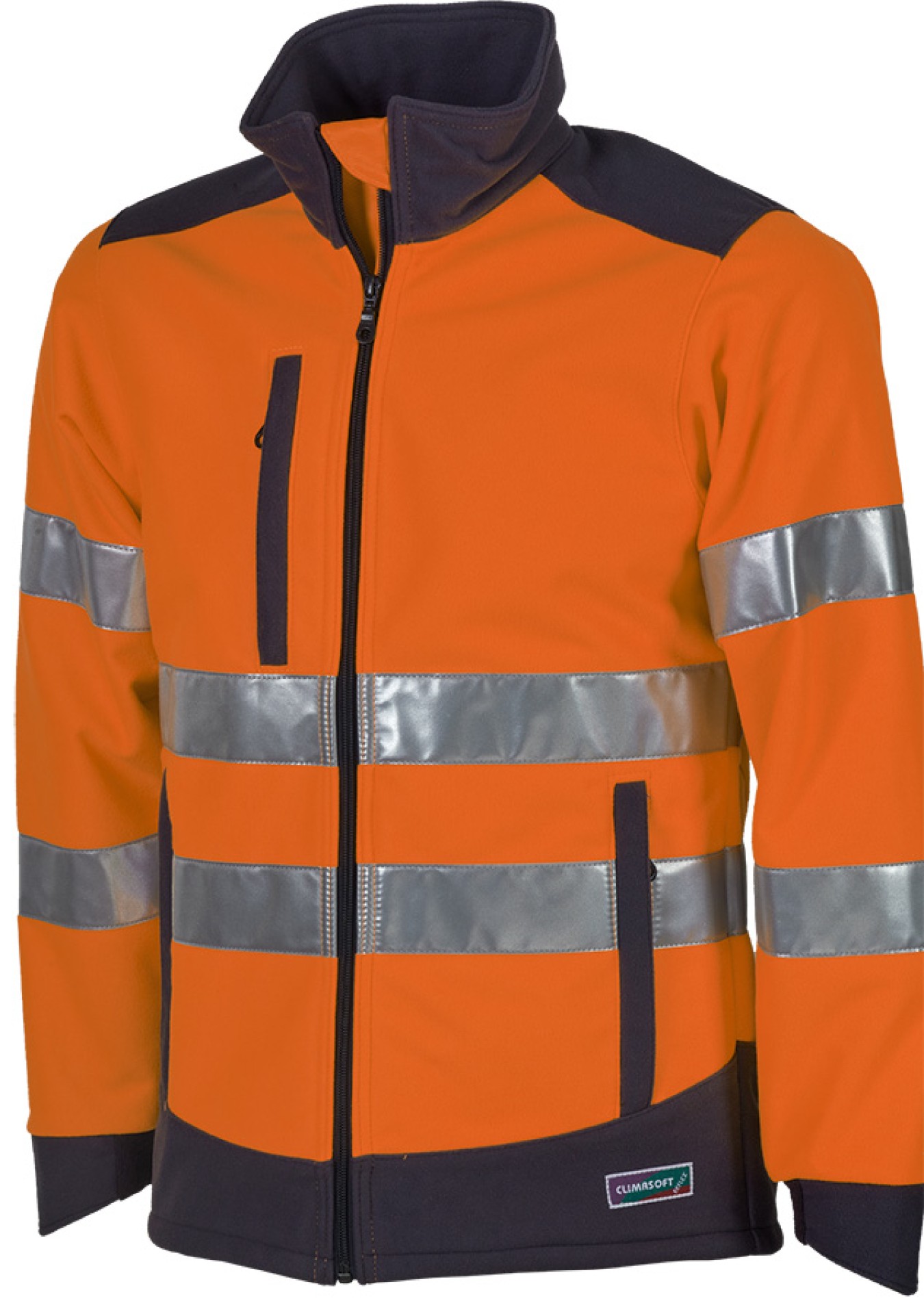 Leuchtorange Warnschutzjacke CLIMASOFT mit Reflexstreifen, winddicht und regenabweisend
