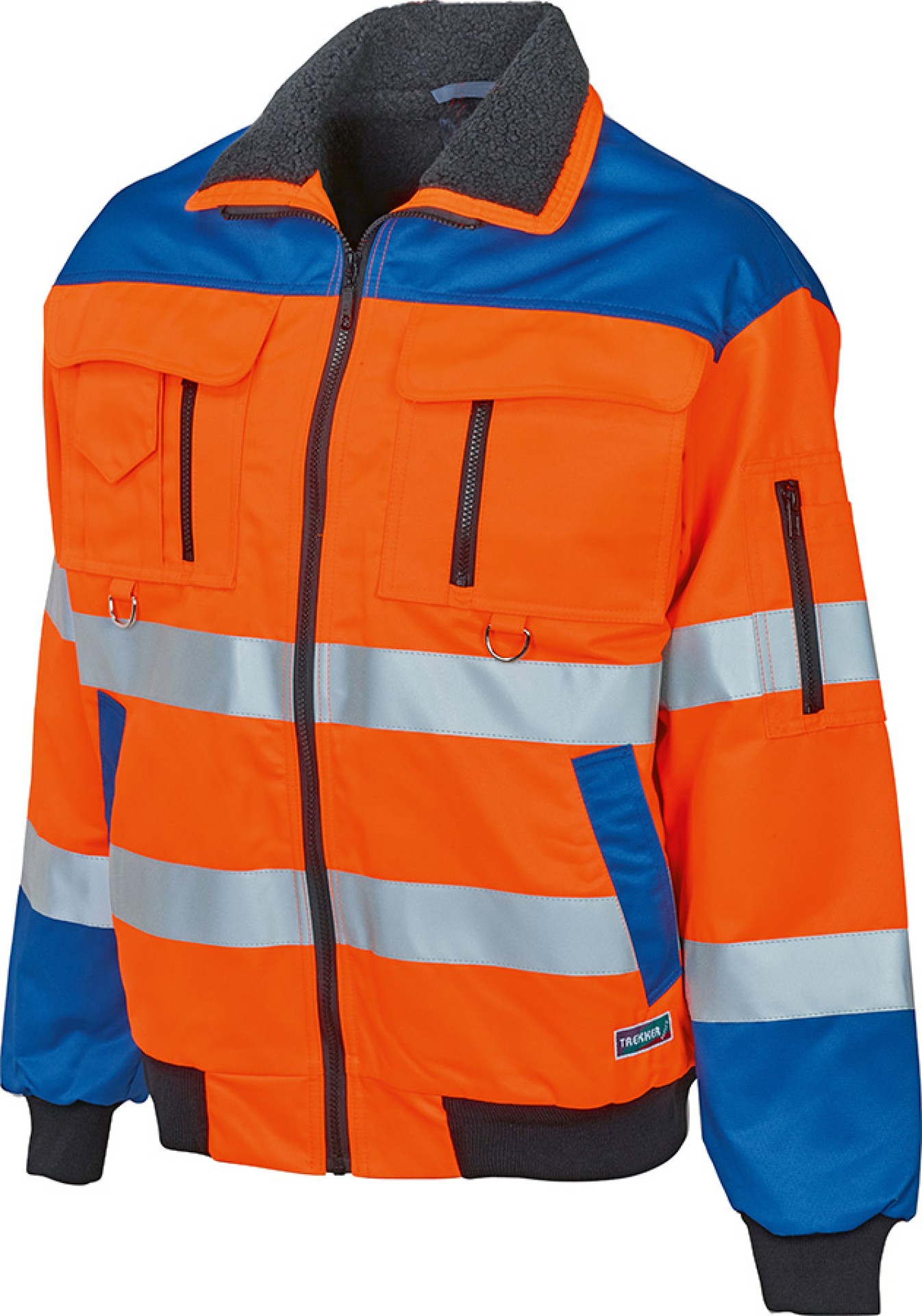 TREKKER Warnschutzjacke leuchtorange/blau, wasserabweisend, warm