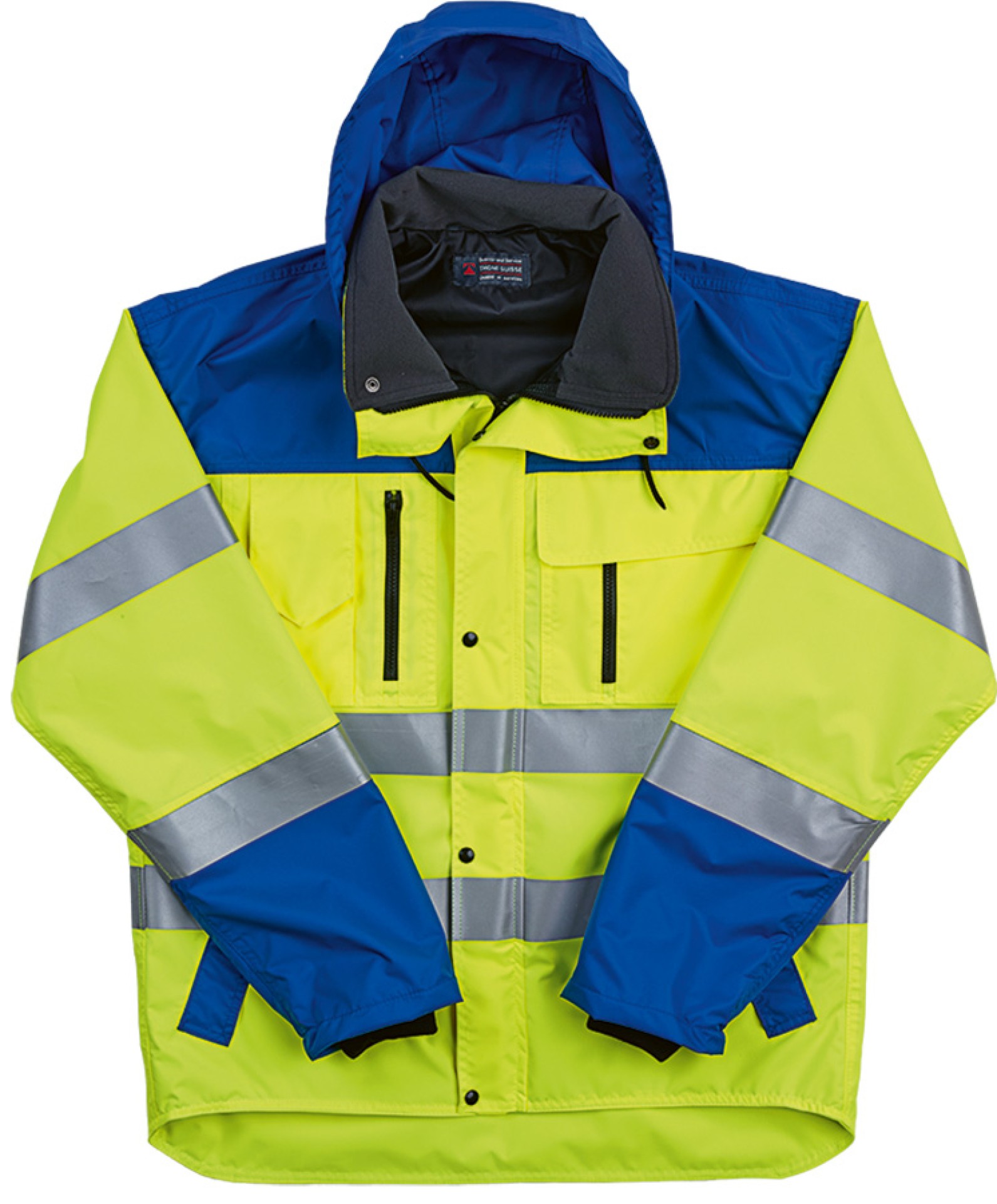 Leuchtgelbe IMPERMA Regen-Warnschutzjacke mit Reflexstreifen