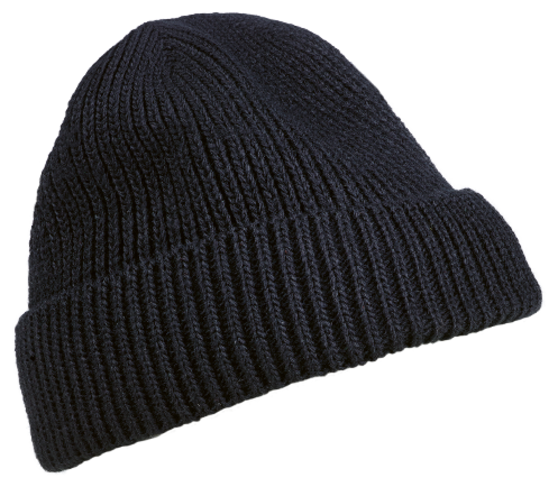 Schwarze gestrickte Wintermuetze mit Umschlag, Einheitsgroesse
