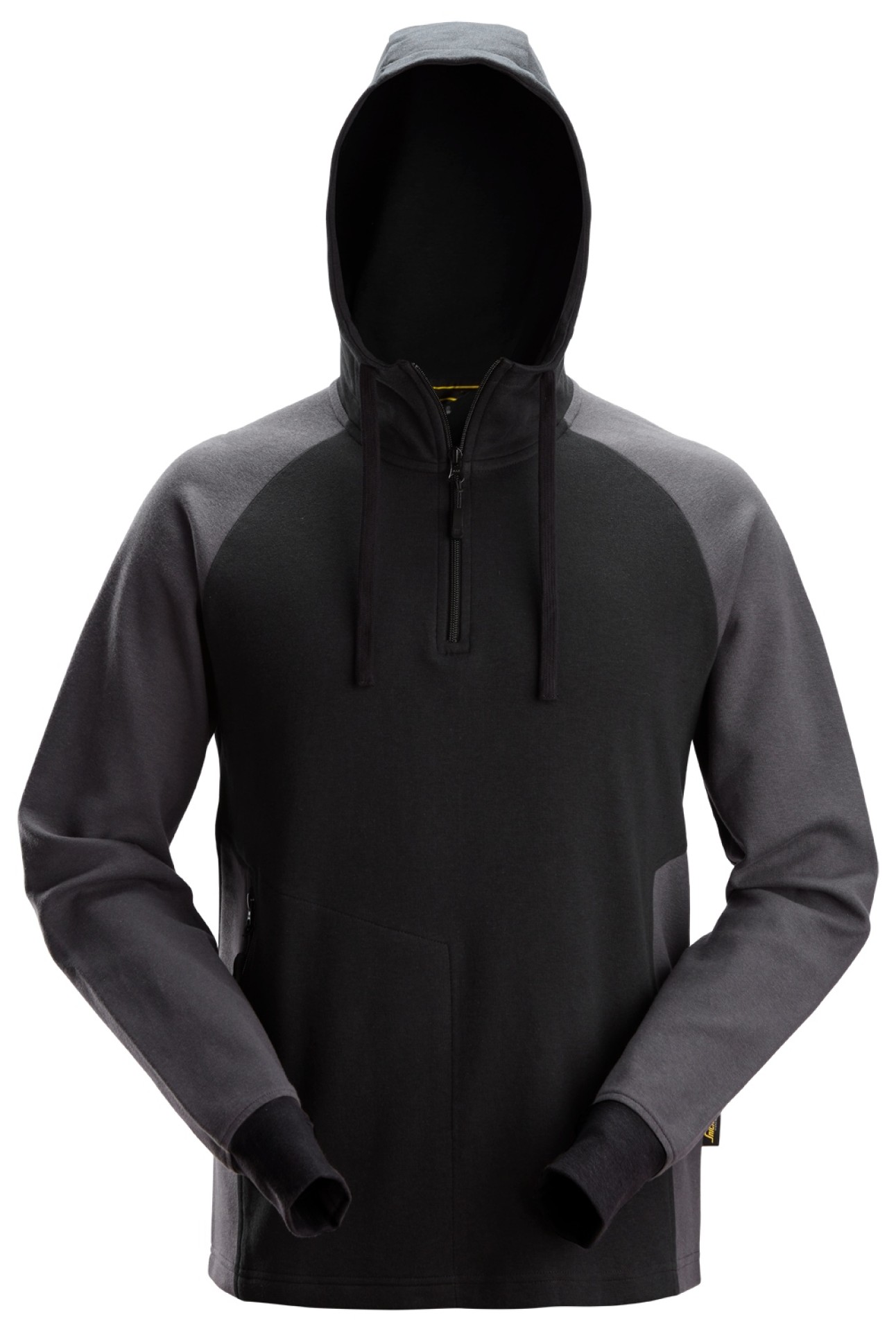 Zweifarbiger Hoodie mit Halbreißverschluss