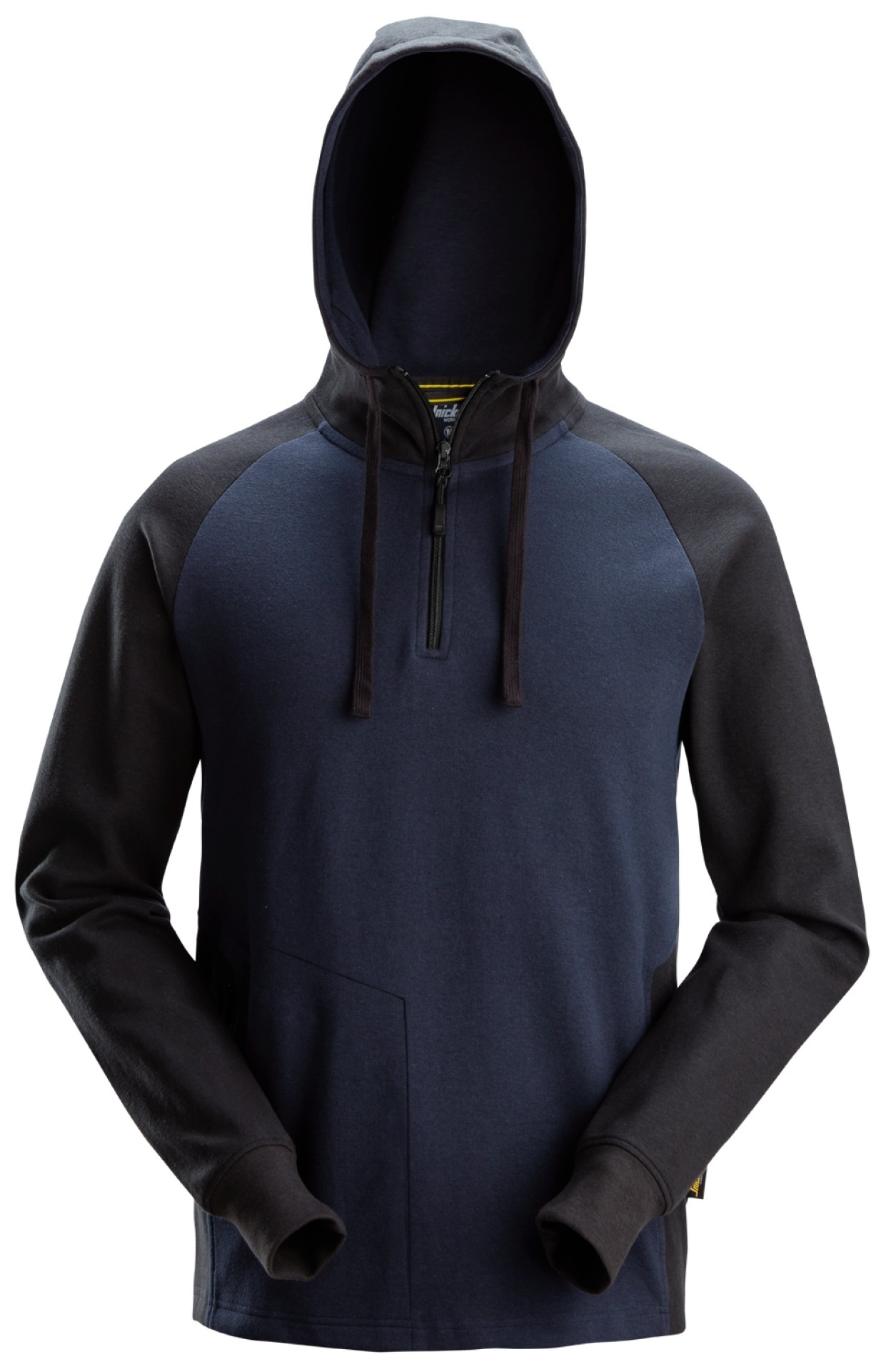 Zweifarbiger Hoodie mit Halbreißverschluss