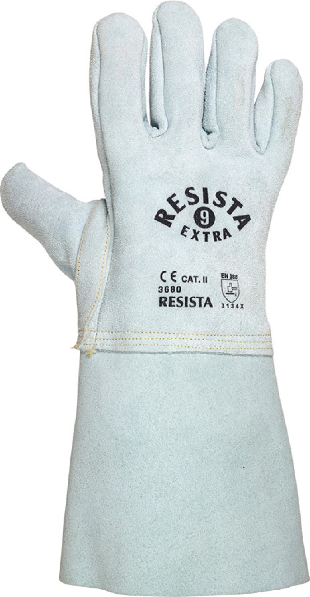 RESISTA Schweisserhandschuhe aus robustem Rindspaltleder, hitzebeständig und lang
