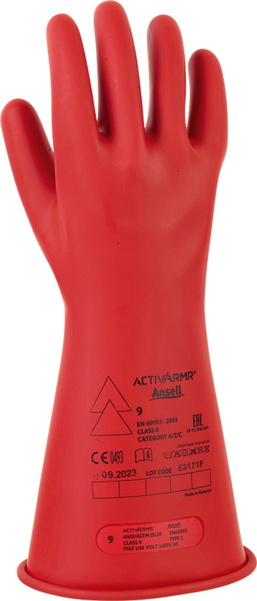 Ansell elektrische Isolierhandschuhe Klasse 0 rot, 36 cm lang