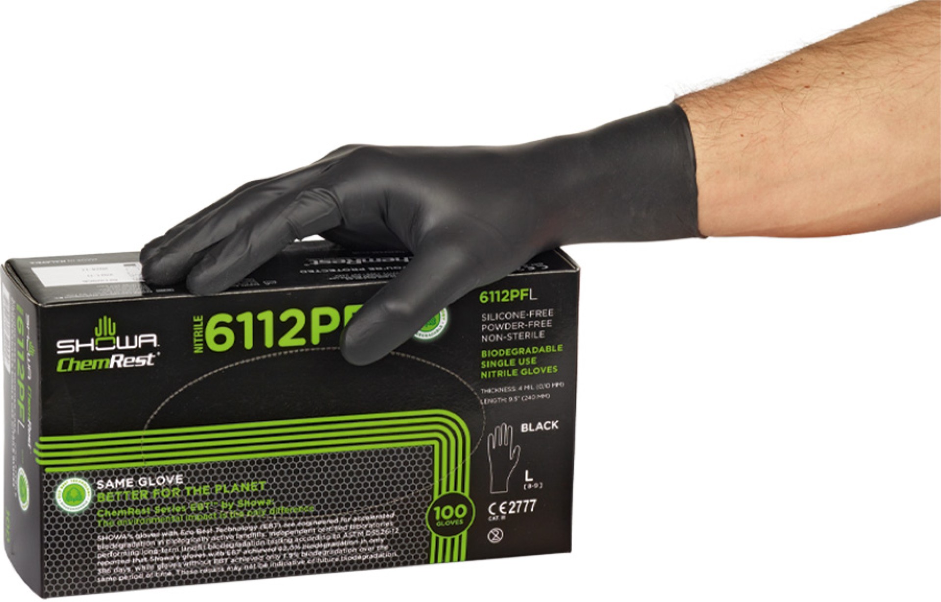 SHOWA Einweghandschuhe Nitril schwarz biologisch abbaubar 100 Stk