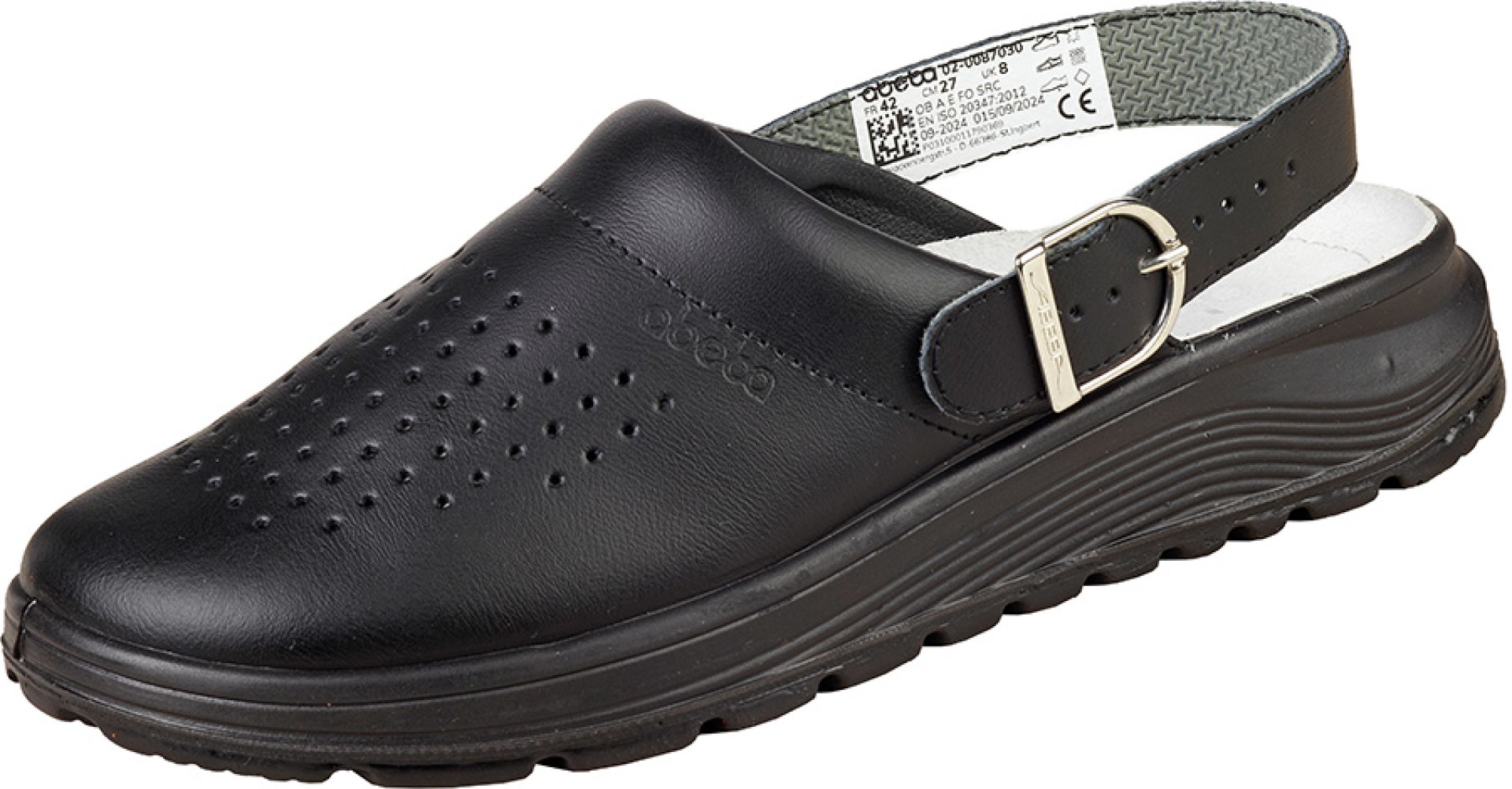 ABEBAs schwarze Leder-Pantoletten mit orthopädischem Fussbett