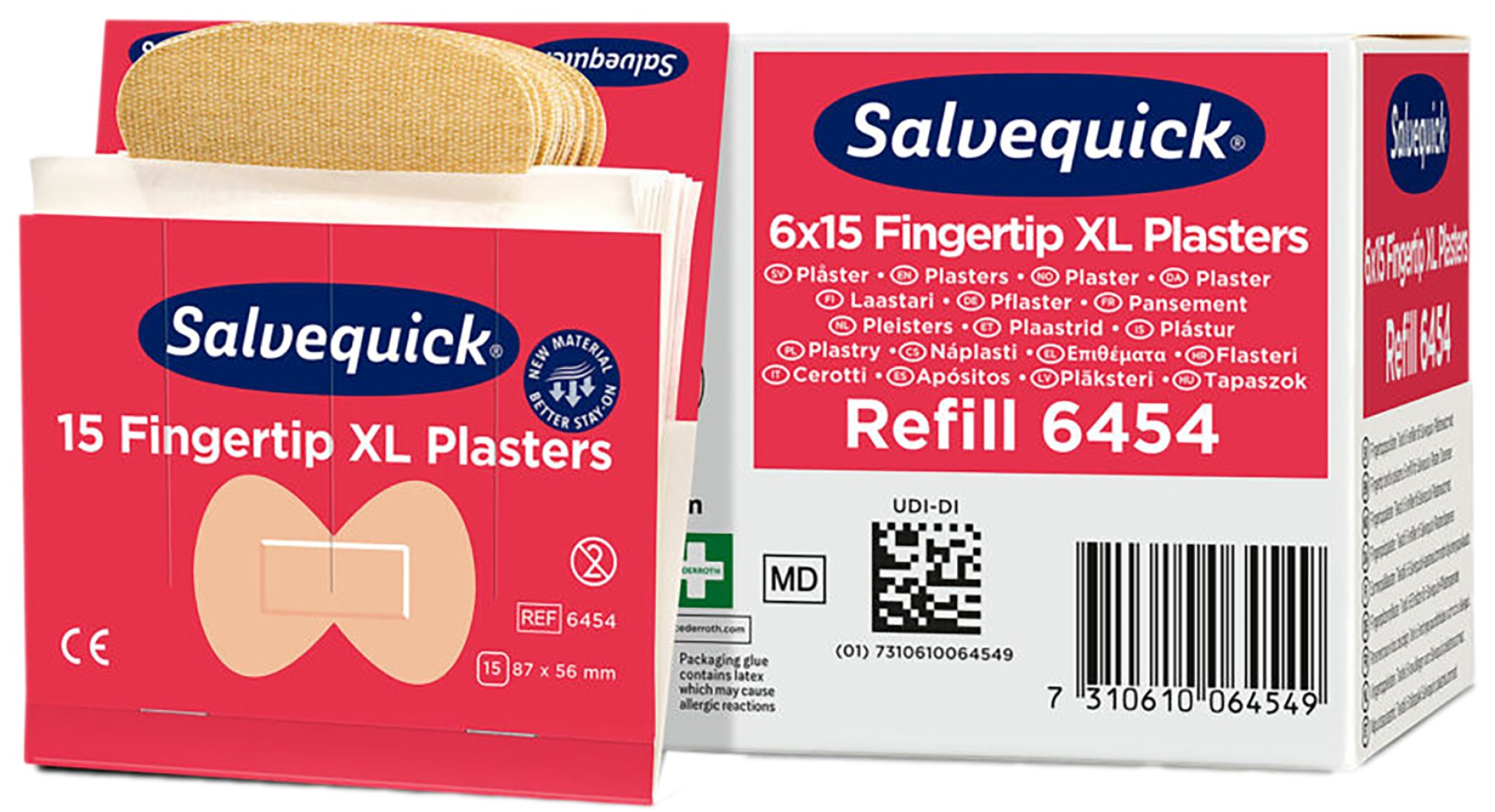 Salvequick Textil Fingerspitzenpflaster Nr. 6454, 6x15 Stück Packung