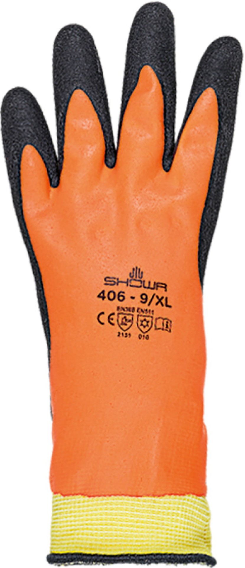 SHOWA Kälte-Schutzhandschuhe warm mit Latex-Vollbeschichtung, orange/schwarz