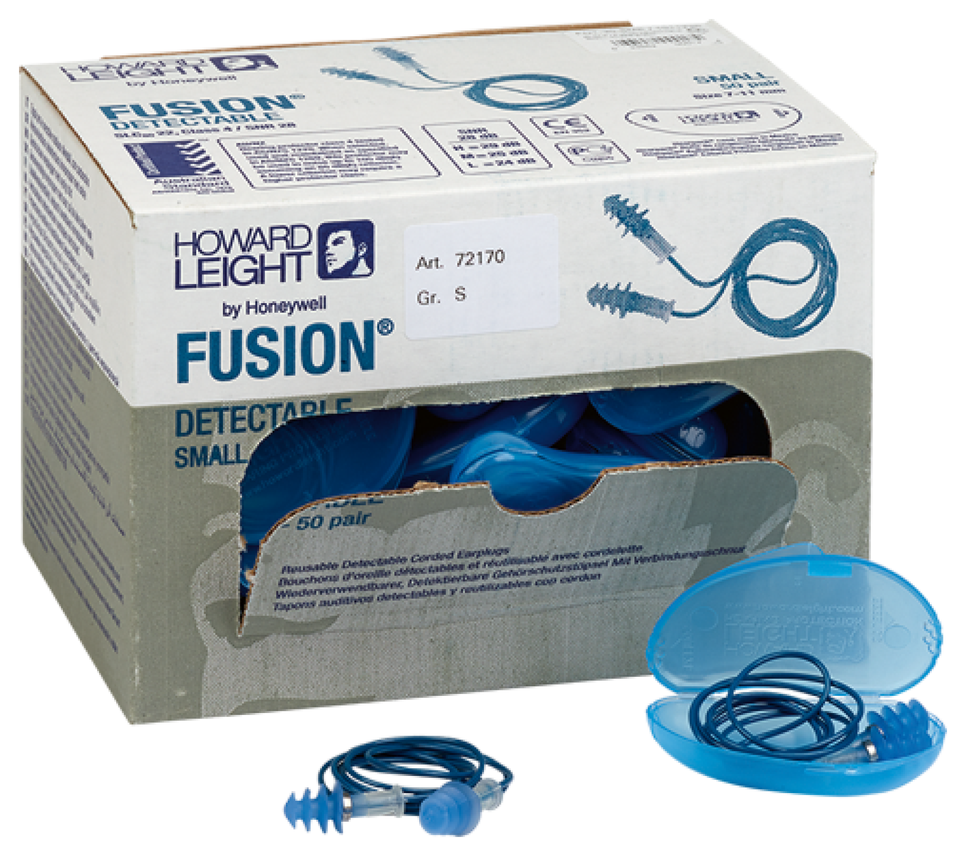 Detektierbare HONEYWELL Fusion Gehörschutzstöpsel, Grösse S, blau