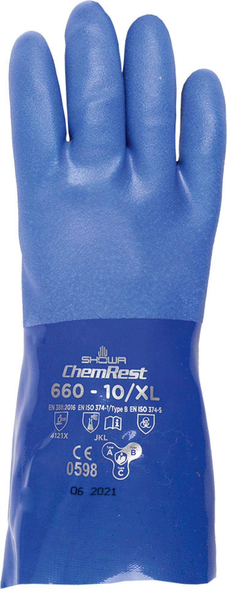 SHOWA Schutzhandschuhe PVC-beschichtet, blau, 30 cm, Männergrössen