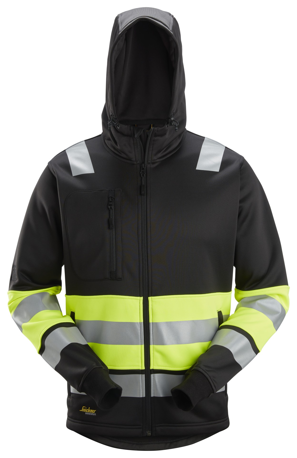High-Vis, Kapuzenjacke mit durchgehendem Reißverschluss, Warnschutzklasse 1