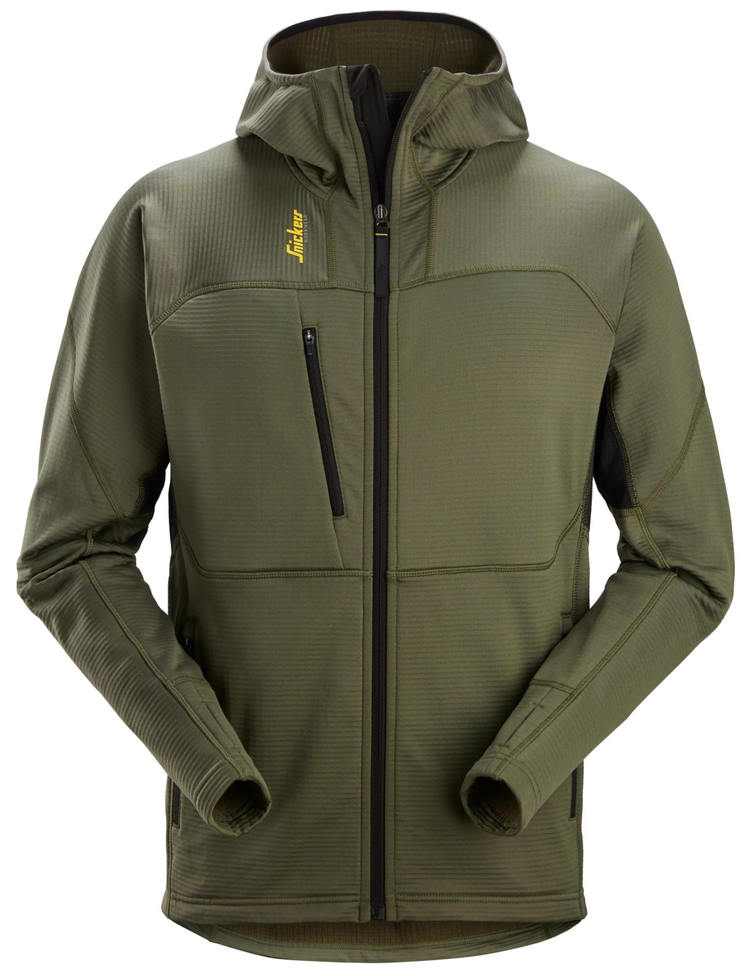 Thermo-Body Mapping Fleece-Hoodie mit durchgehendem Reißverschluss
