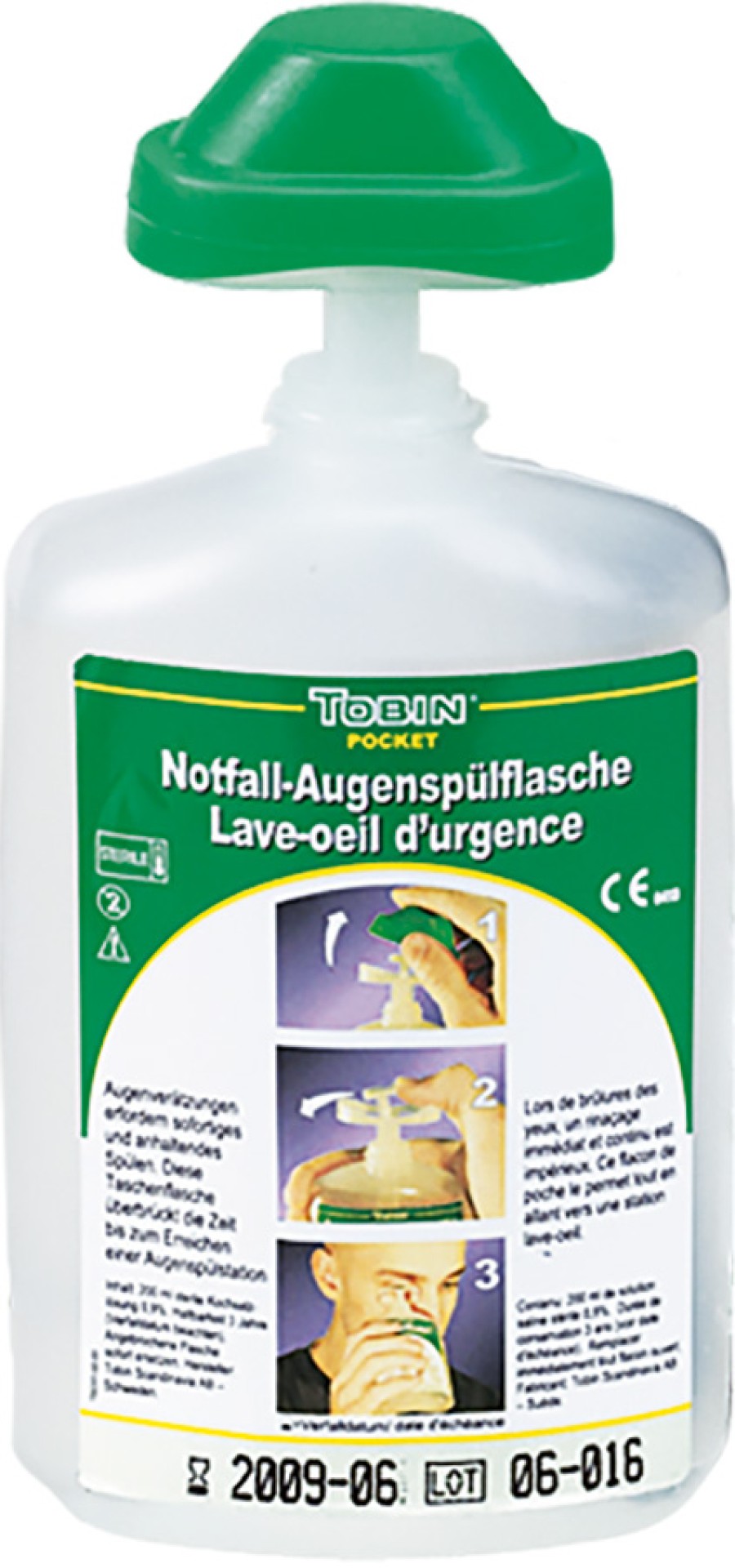 Taschen-Augenspuelflasche TOBIN 0,2L mit steriler Kochsalzloesung