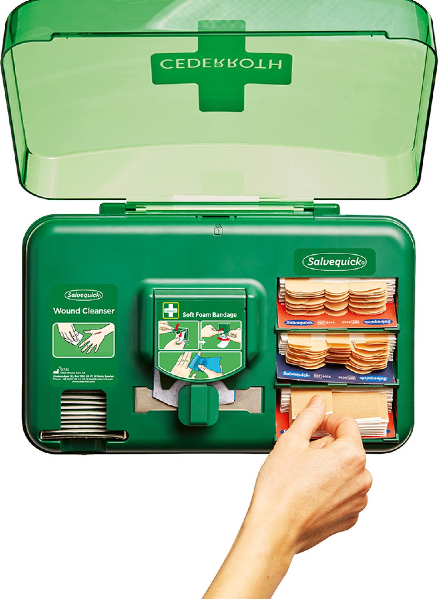 CEDERROTH Wandspender Pflasterspender Plus mit Schlüssel und Verbandssets