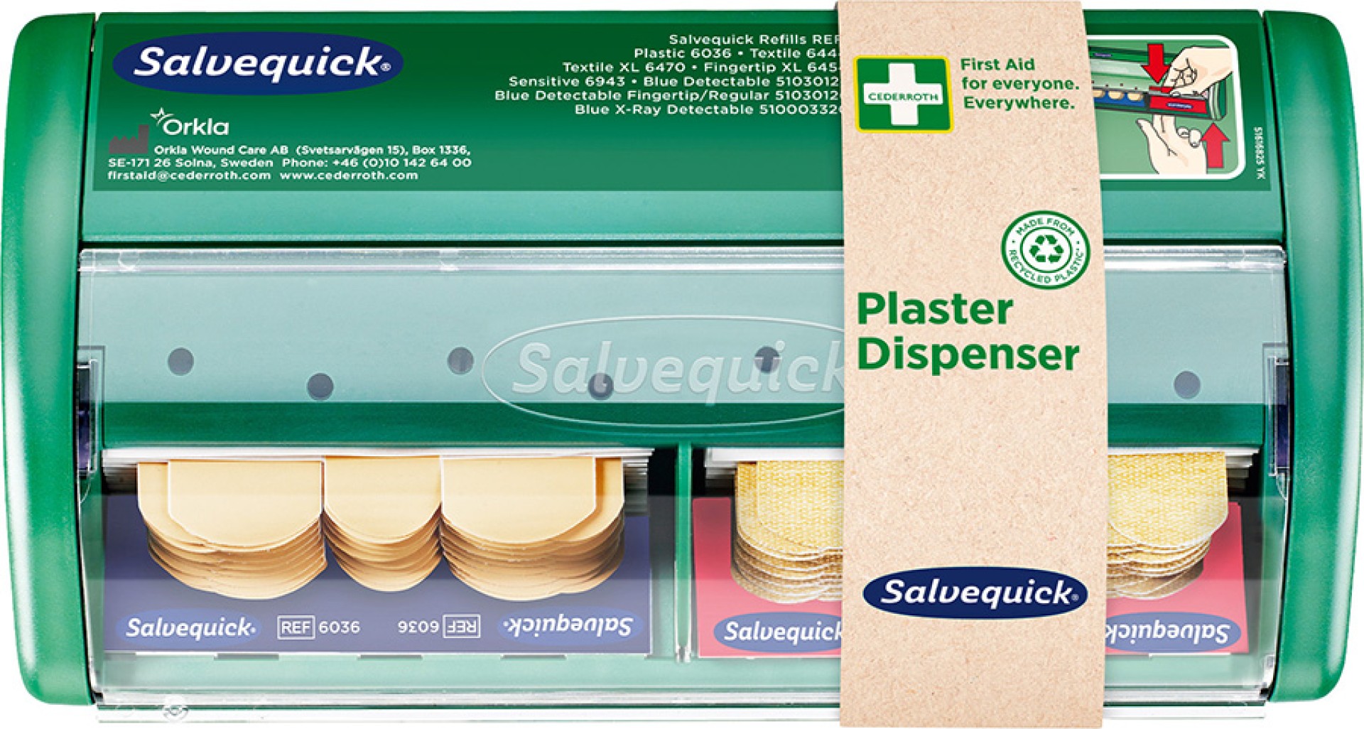 CEDERROTH Heftpflasterspender mit 2 Ersatzpackungen, Nr. 490700