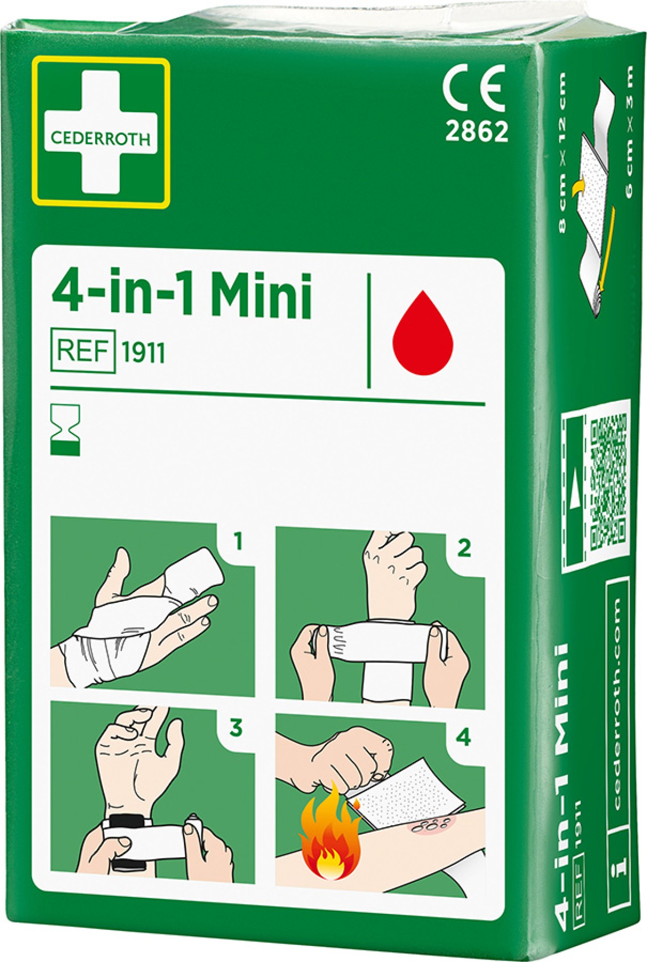 CEDERROTH Mini Verbandset 4-in-1 mit Spezialpad und elastischer Binde
