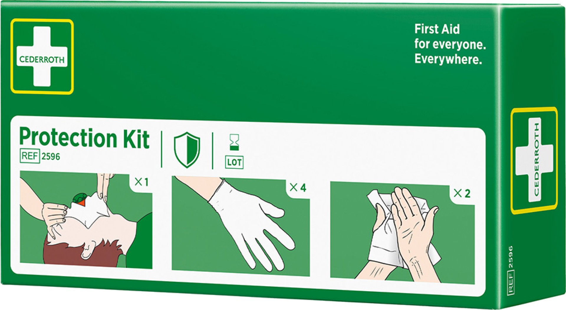 CEDERROTH Schutzset Nr. 2596 mit Beatmungsmaske, Handschuhen, Desinfektionstüchern