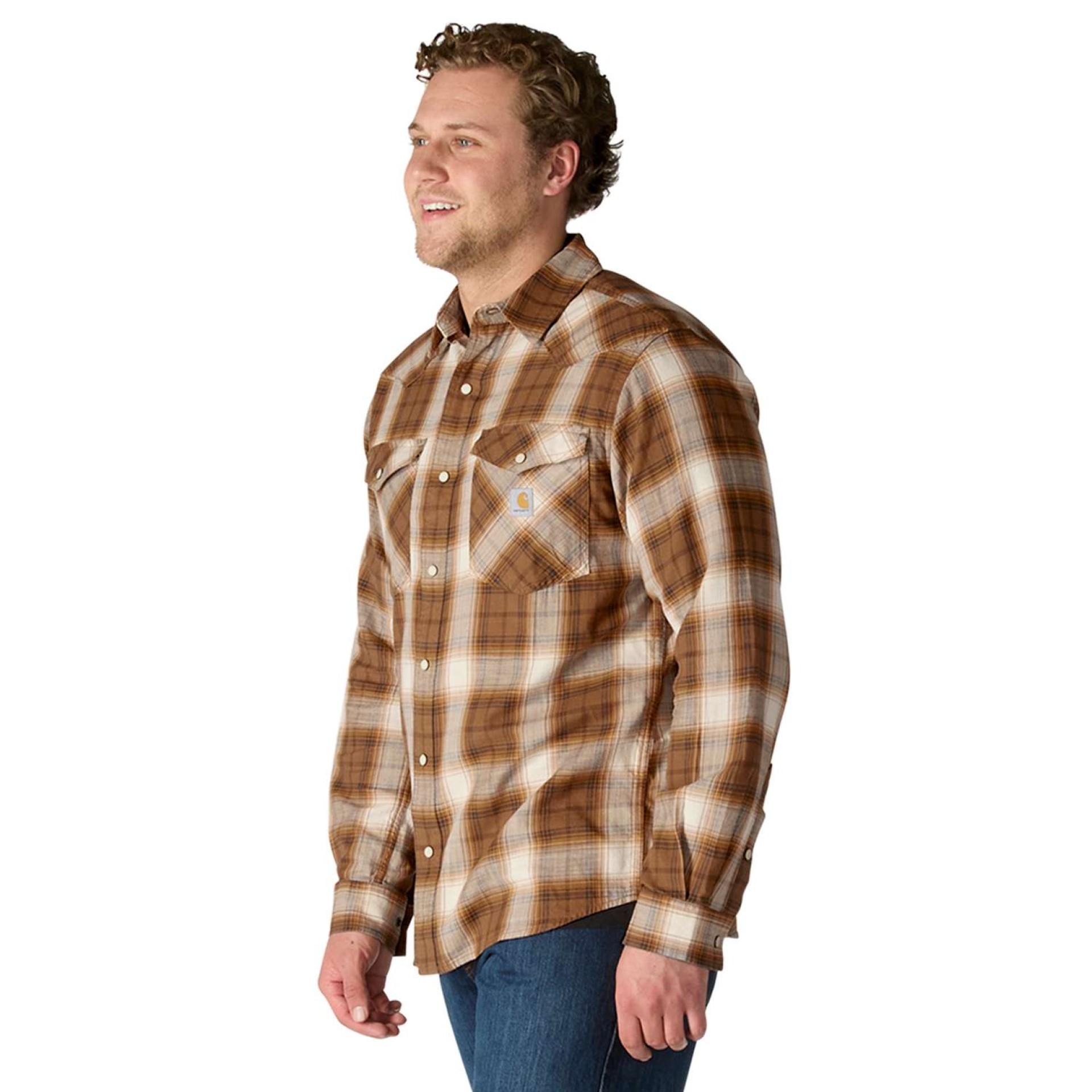 Montana Rugged Flex™ Relaxed Fit Lightweight Long-Sleeve Snap-Front Plaid Shirt