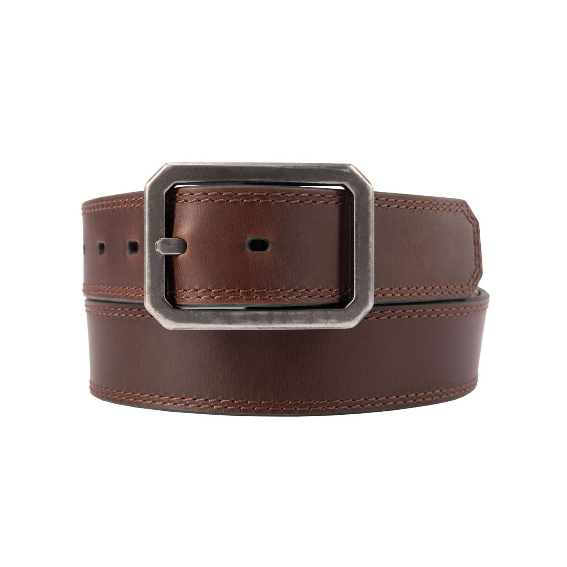 Leather Reversible Center Bar Buckle Belt