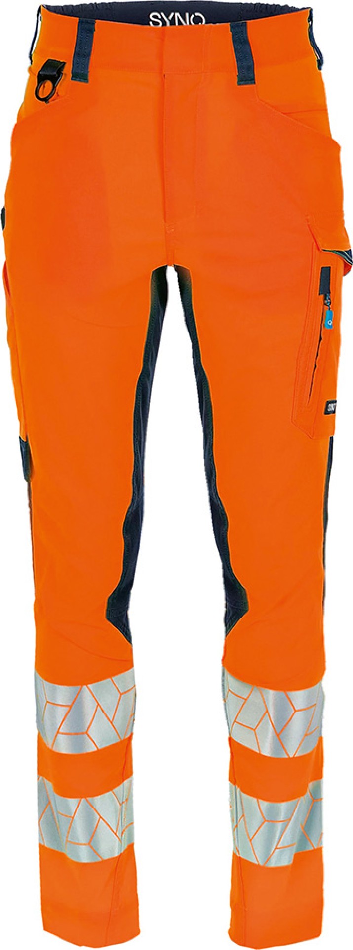 SYNQ Warnschutz-Bundhose Stretch, leuchtorange/marineblau, reflektierend